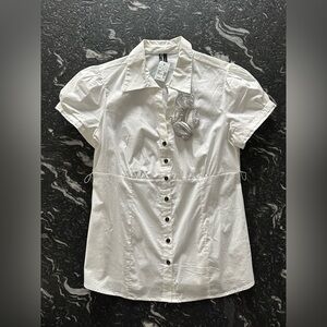 NWT Maurices Puffed Short Sleeve Button-Down Shirt Large